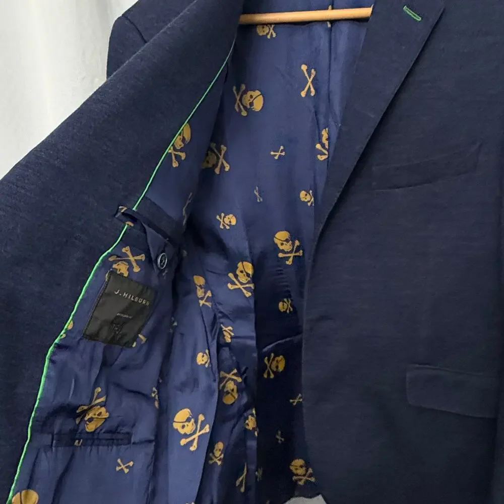 Loro Piana J Hilburn Blazer Mens 42S Wool Silk Knit Navy Blue Preppy